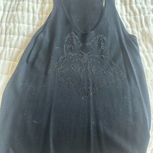 Zadig & Voltaire Black Tank Top with Wolf Design